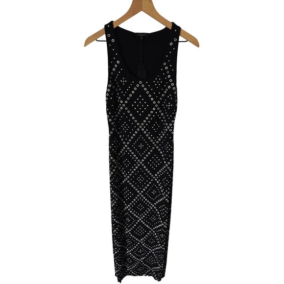 Rag & Bone Priscilla Studded Maxi Dress Black Silver Grommet Scoop Neck M NWT - Picture 3 of 8